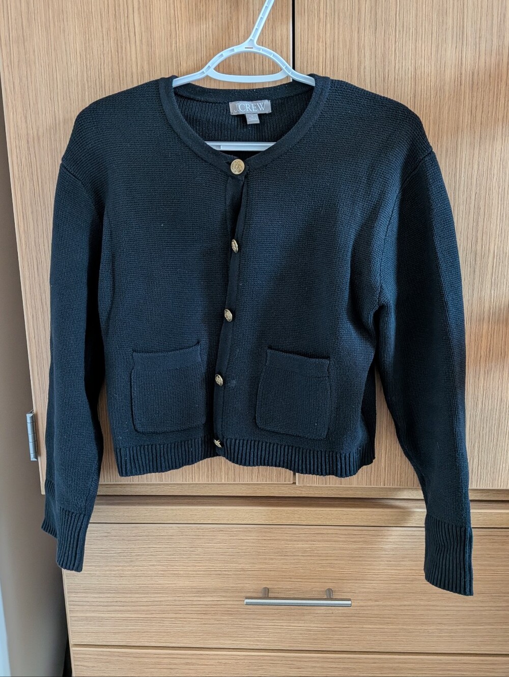 J. Crew size S Black Emilie Cropped Sweater Lady Jacket - Picture 3 of 5